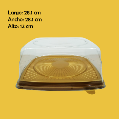 DOMO PASTEL CUADRADA GRANDE 28.1X28.1X12CM DORADO GUA G60Q