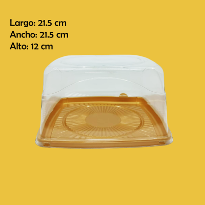 DOMO PARA PASTEL CUADRADO MEDIANO 21.5X21.5X12CM DORADO GUA G50