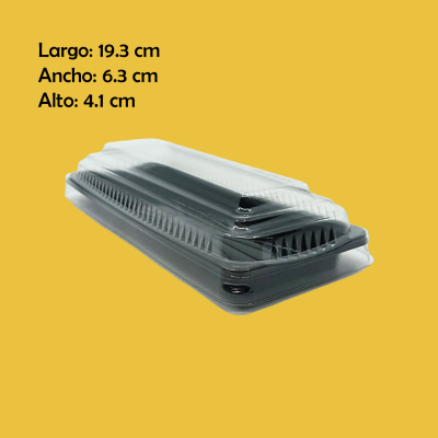 CONTENEDOR RECTANGULAR 19.3X6.3X4.1CM NEGRO GUA GO905