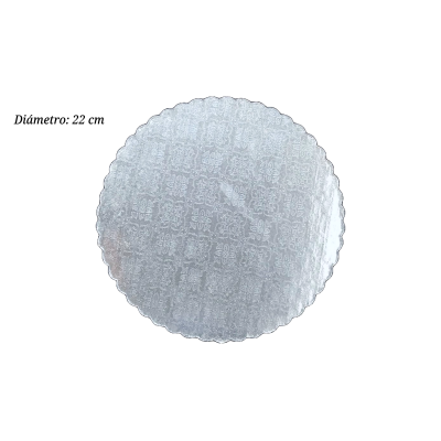 BASE CARTON REDONDA PLATEADA 22 CM