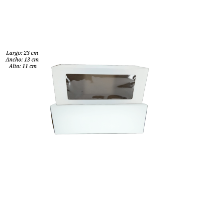 CAJA PARA PASTEL BARRA 23X13X11CM CON VENTANA