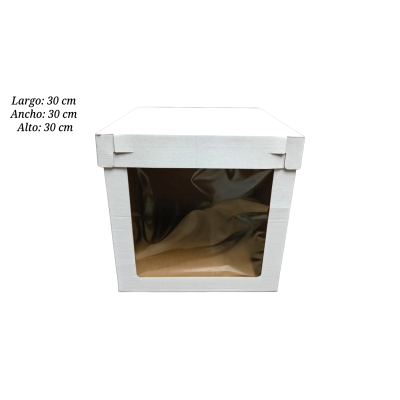 CAJA PARA PASTEL 30X30X30 TYF CON VENTANA BLANCA