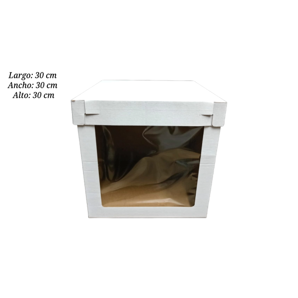 CAJA PARA PASTEL 30X30X30 TYF CON VENTANA BLANCA