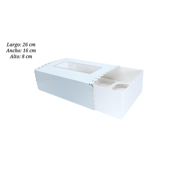 CAJA PARA PASTEL BLANCA 8PZ 16X26X8CM PPR001021