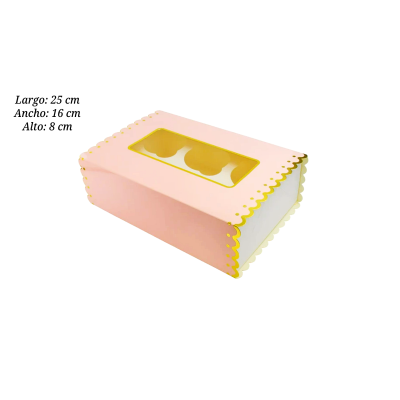 CAJA P/PASTEL ROSA 8PZ 16X25X8CM PPR001019
