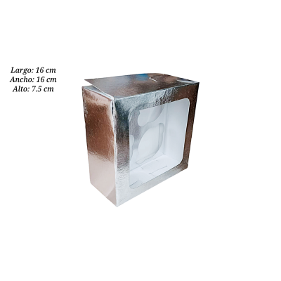 CAJA MUFFIN PLATA CON VENTANA  4 CAVIDADES