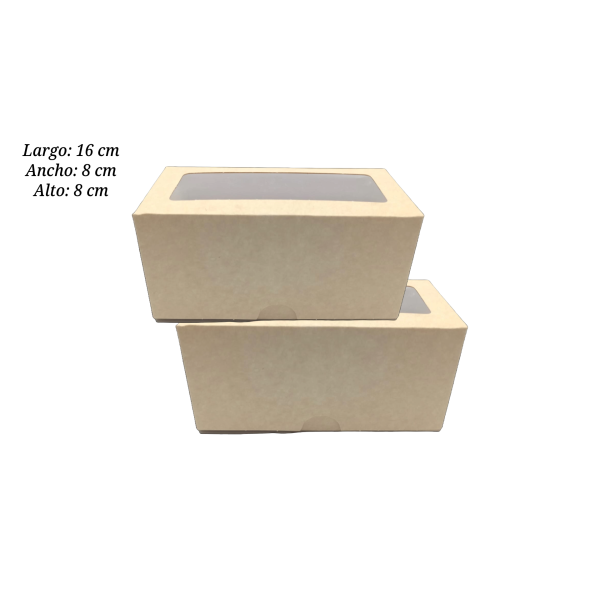 CAJA MUFFIN KRAFT CON VENTANA  2 CAVIDADES