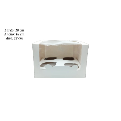 CAJA CUPCAKES 4 CAVIDADES BLANCA PASTELOSO