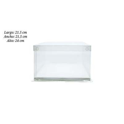 CAJA PARA PASTEL 21.5X21.5X24CM UEEN ACETATO
