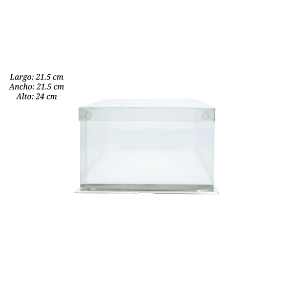 CAJA PARA PASTEL 21.5X21.5X24CM UEEN ACETATO